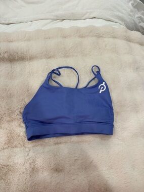 Peloton Blue Strappy Logo Sports Bra